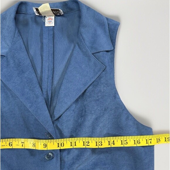 Vintage LF Petite Leslie Fay Blue Button Front Vest Women’s Size 10P Made in USA - Picture 7 of 8
